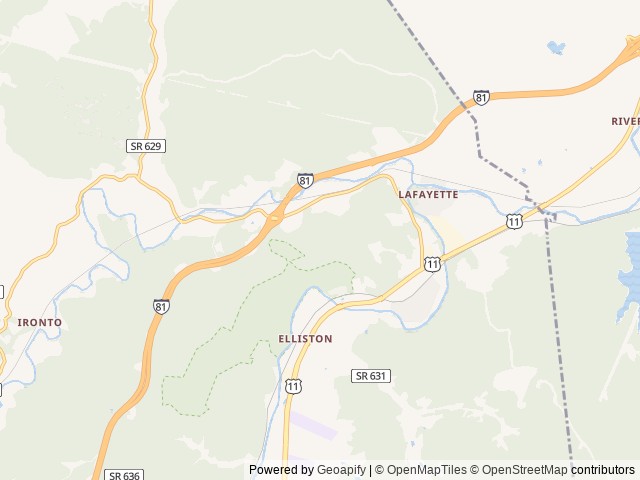 Map of Love's RV Hookup-Elliston VA 574 location at Elliston, VA, United States