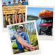 Collage-style image including the campground sign, guests, and a utility vehicle with gear — provides a varied overview of onsite recreation/vehicle access and the property identity.