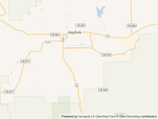 Map of Hayfork RV Park location at Hayfork, CA, United States