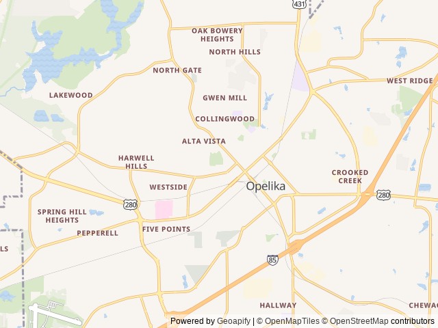 Map for 2021 Gulf Stream RV Ameri-Lite Super Lite 16RE near Opelika, AL