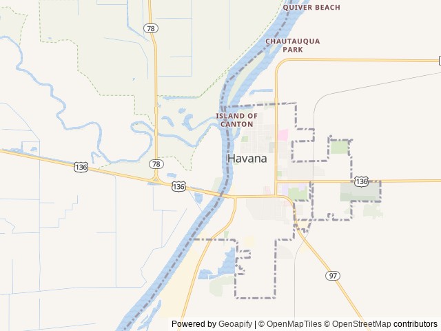 Map of Riverfront Park Campground location at Havana, IL, United States