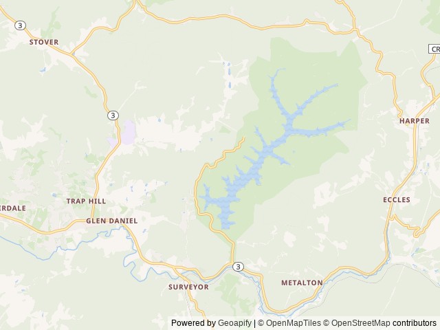 Map of Raleigh County Parks - West Virgina location at Beckley, WV, United States