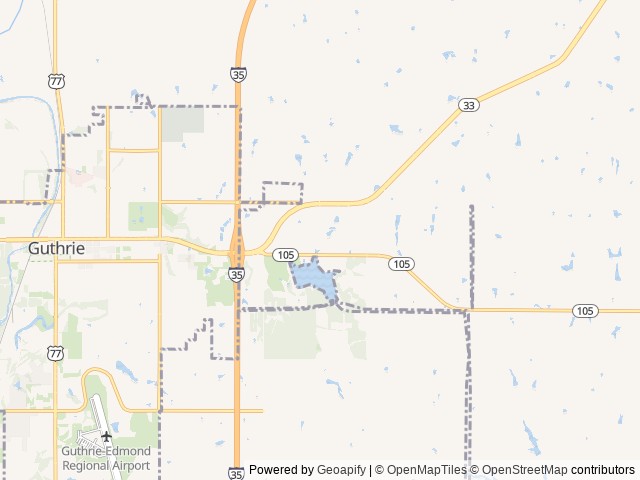 Map of Tallgrass RV Park location at Guthrie, OK, United States
