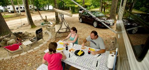 Family at picnic table