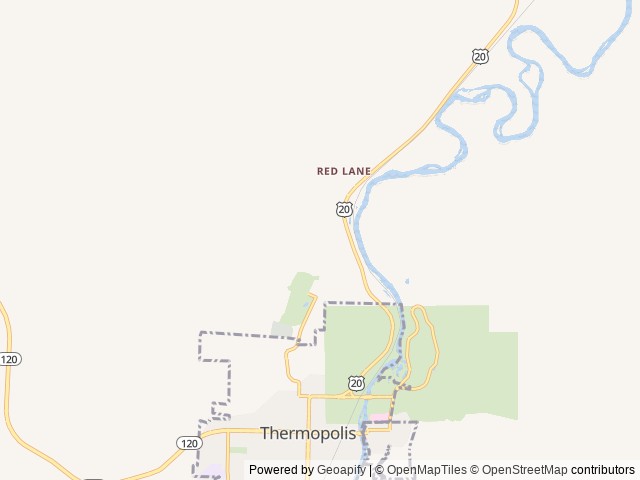 Map of Fountain of Youth RV Park location at Thermopolis, WY, United States