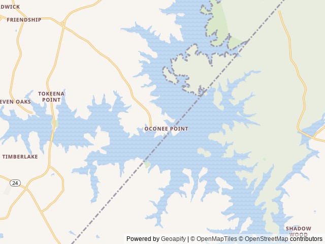 Map of Oconee Point location at Hartwell, GA, United States