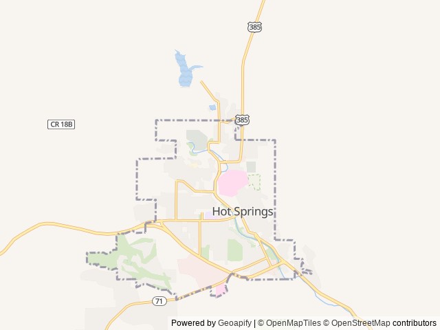 Map of Highland Meadows Resort location at Hot Spring, SD, United States