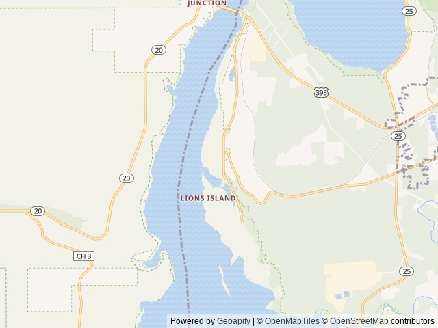 Map of Kettle Falls Campground location at Kettle Falls, WA, United States