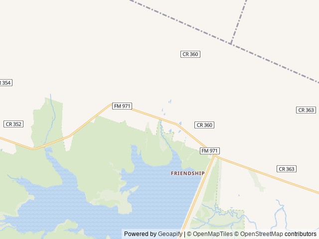 Map of Friendship Park location at Granger, TX, United States