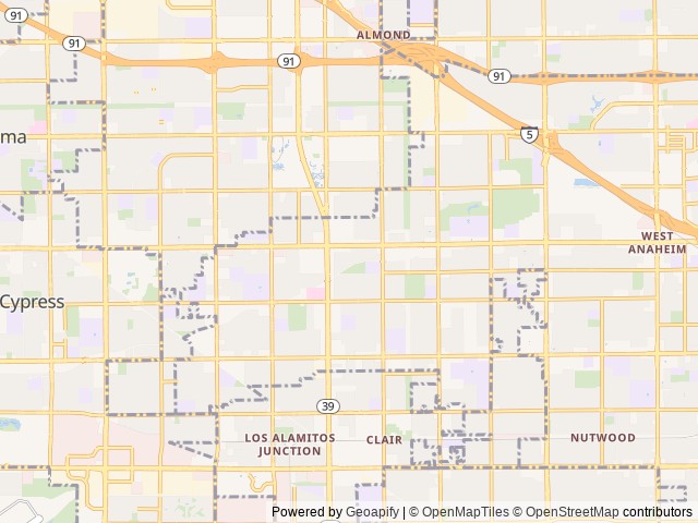 Map of Liberty Travel Park location at Anaheim, CA, United States