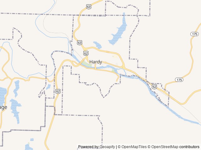 Map of Hardy Campground & RV Park location at Hardy, AR, United States
