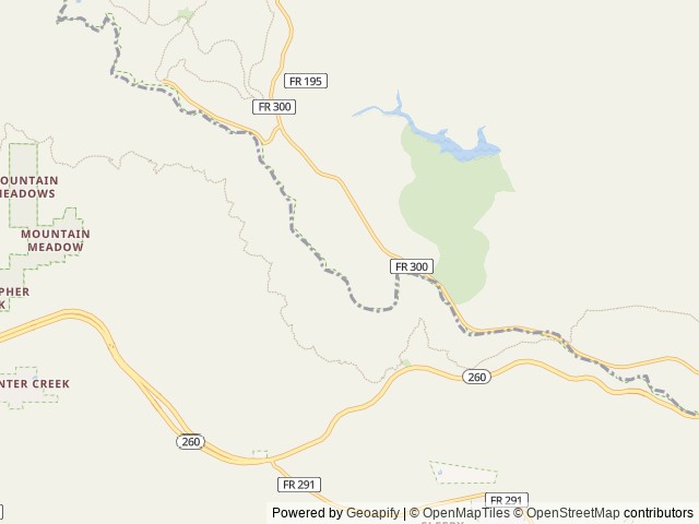 Map of Mogollon Campground location at Overgaard, AZ, United States