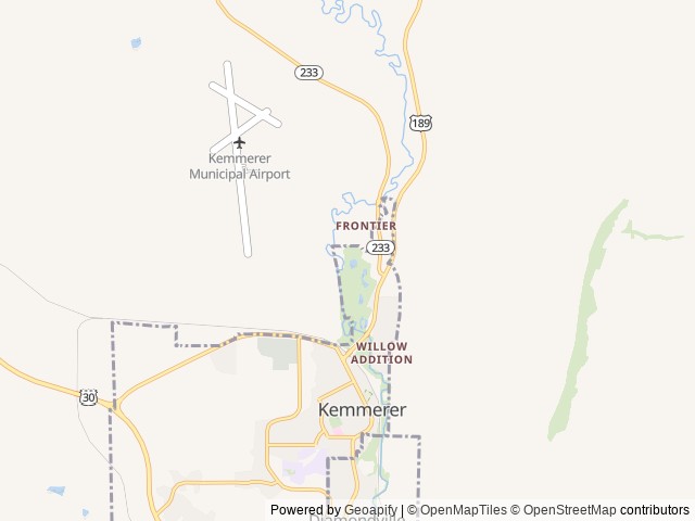 Map of Foothills Mobile Home and RV Park location at Kemmerer, WY, United States
