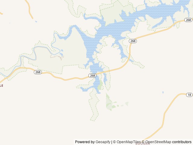 Map of Keowee Park Shelter location at Boomer, NC, United States