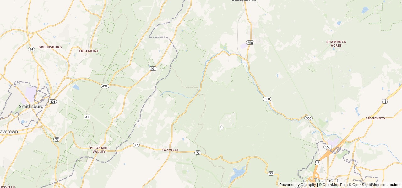 Map of Owens Creek Campground location at Sabillasville, MD, United States