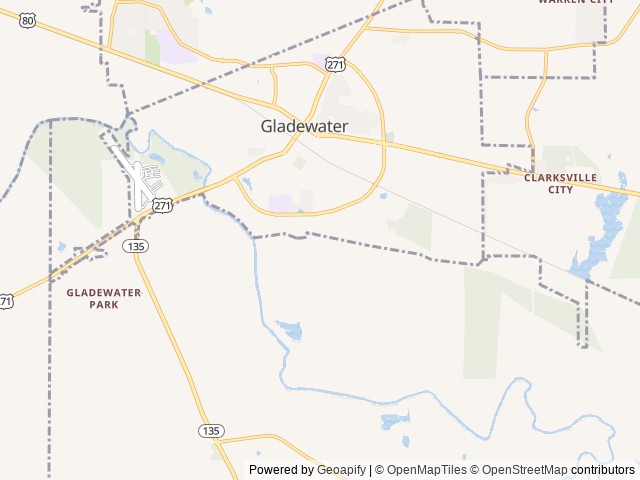 Map of Antique Capital RV Park location at Gladewater, TX, United States