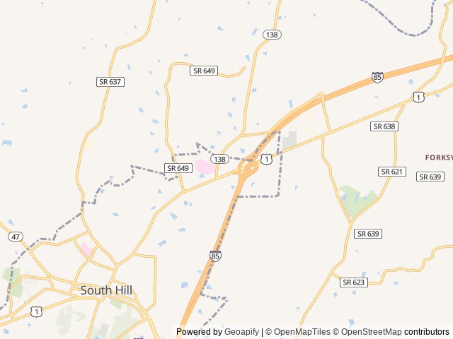 Map of Love's RV Hookup-South Hill VA 469 location at South Hill, VA, United States