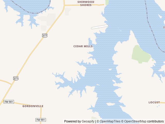Map of Thousand Trails - Lake Texoma RV Campground location at Gordonville, TX, United States
