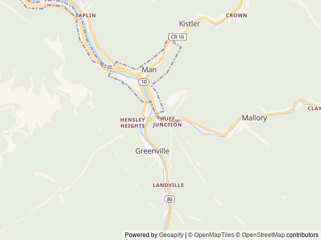 Map of Rockhouse RV Park location at Man, WV, United States