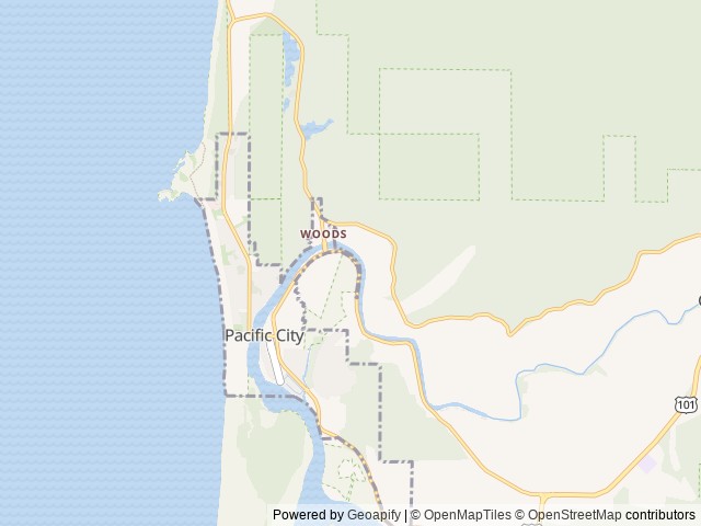 Map of Woods County Campground location at Cloverdale, OR, United States