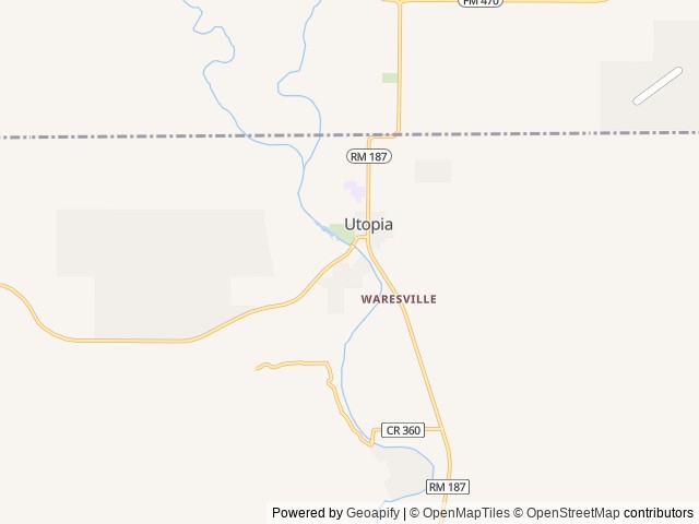 Map of Treehouse Utopia location at Utopia, TX, United States