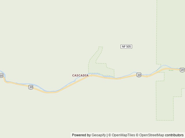 Map of Cascadia County Park location at Cascadia, OR, United States