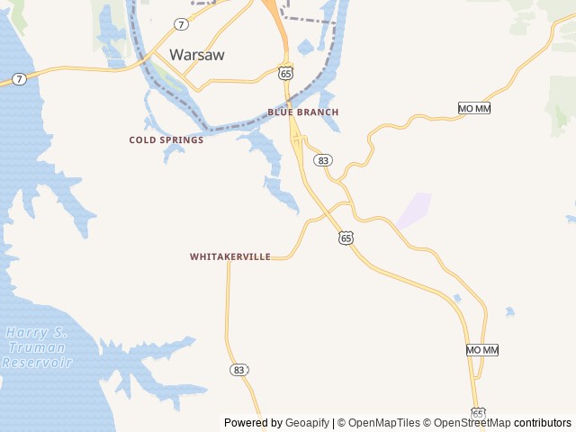 Map for Clean and comfortable 2021 Keystone Bullet 290BHS near Warsaw, MO
