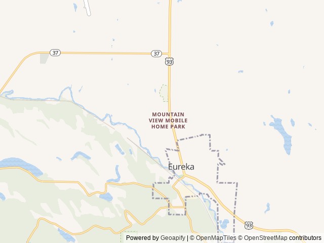 Map of Tobacco River Ranch Glamping location at Eureka, MT, United States