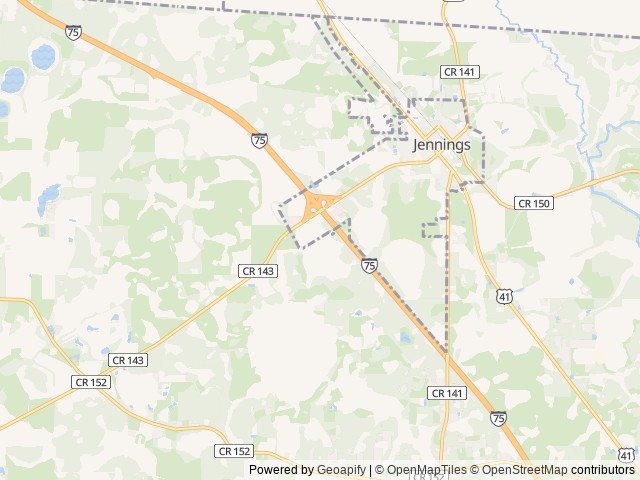 Map of Jennings KOA Holiday location at Jennings, FL, United States