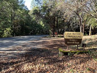 Oak Bottom Campground Entrance Sign