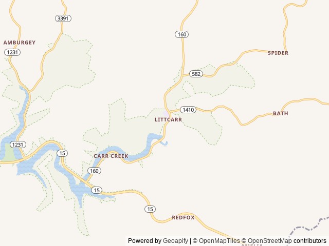Map of Littcarr Campground location at Sassafras, KY, United States