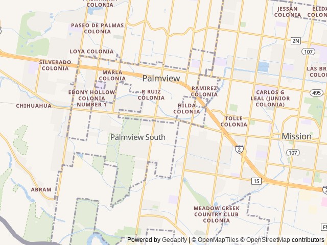 Map of Americana RV Park location at Palmview, TX, United States
