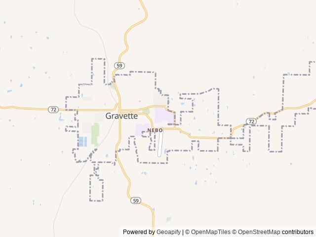 Map for Wildwood's Escape near Gravette, MO