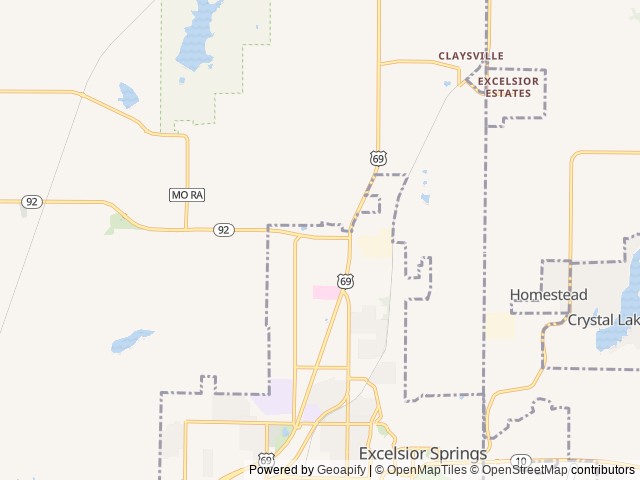 Map for Steve and Kathy’s Getaway Camper Rental near Excelsior Springs, MO