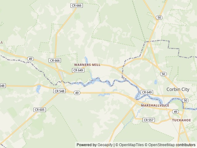 Map of Scenic Riverview Campground location at Upper Township, NJ, United States