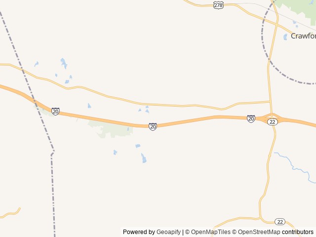 Map of Sunrise River RV Park and Campground location at Crawfordville, GA, United States