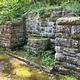 Historic Big Spring Lodge retaining walls and drinking fountain before restoration