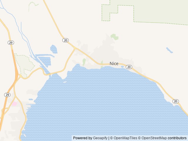 Map of The Aurora RV Park location at Upper Lake, CA, United States
