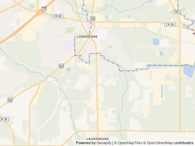 Map of Winners Circle RV Resort, Theodore Alabama location at Theodore, AL, United States