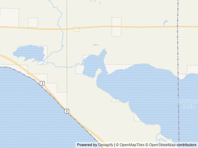 Map of Brevoort Lake Campground location at St. Ignace, MI, United States