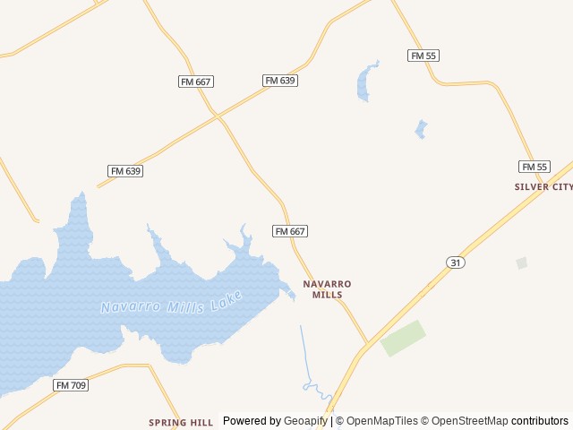 Map of Oak (Navarro Mills Lake) location at Purdon, TX, United States