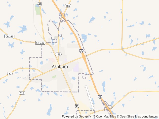 Map of Georgia Peanut RV Park location at Ashburn, GA, United States