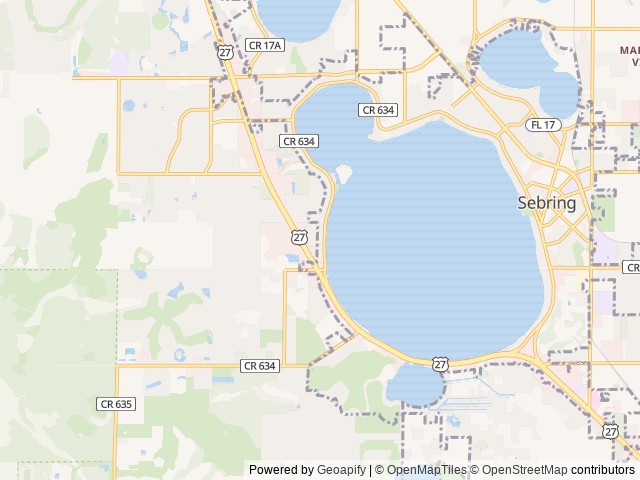 Map of Sunny Pines RV & Mobile Home Park (Age Restricted 55+) location at Sebring, FL, United States