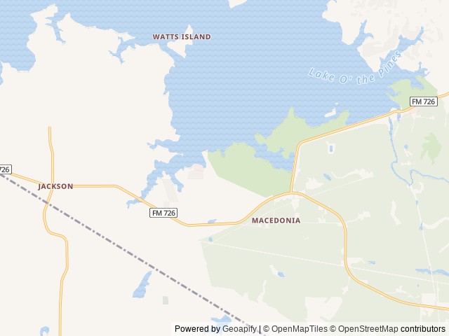 Map of Brushy Creek location at Jefferson, TX, United States