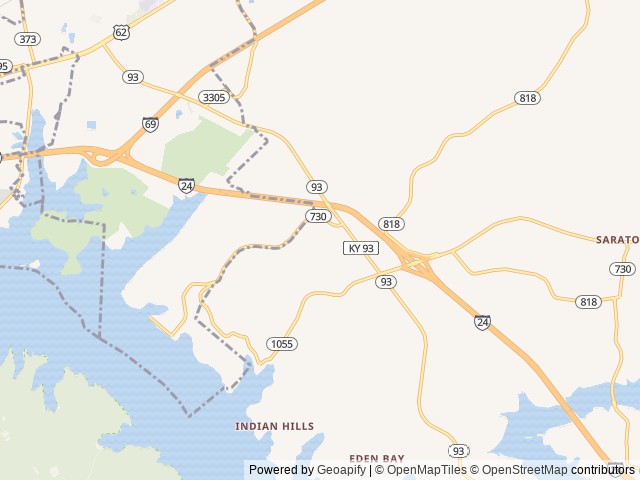 Map of Eddy Vegas Campground location at Eddyville, KY, United States