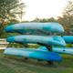 blue canoes on waterway at myrtle beach sc campground
