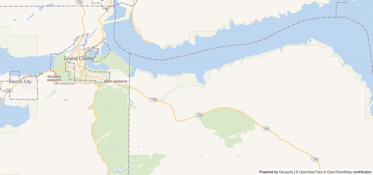 Map of Spring Canyon location at Grand Coulee, WA, United States