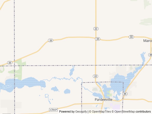 Map of Indian Trails Campground location at Pardeeville, WI, United States