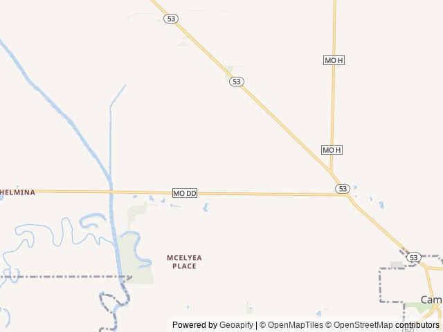 Map of Oak Grove Tiny Home and RV Community location at Campbell, MO, United States