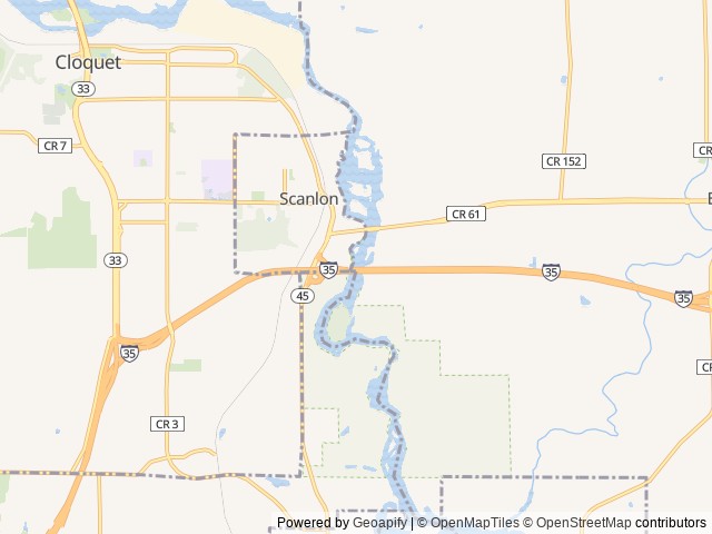 Map of Knife Island Campground location at Esko, MN, United States